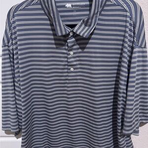 Classic Blue and White Polo Shirt with Striped Design